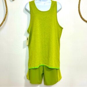 2 piece Outdoor Voices Green Apple matching set tank & shorts size large NWT